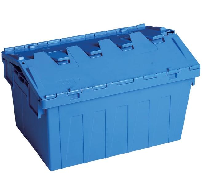 55 Litre Attached Lid Crate (600 x 400mm) image 1